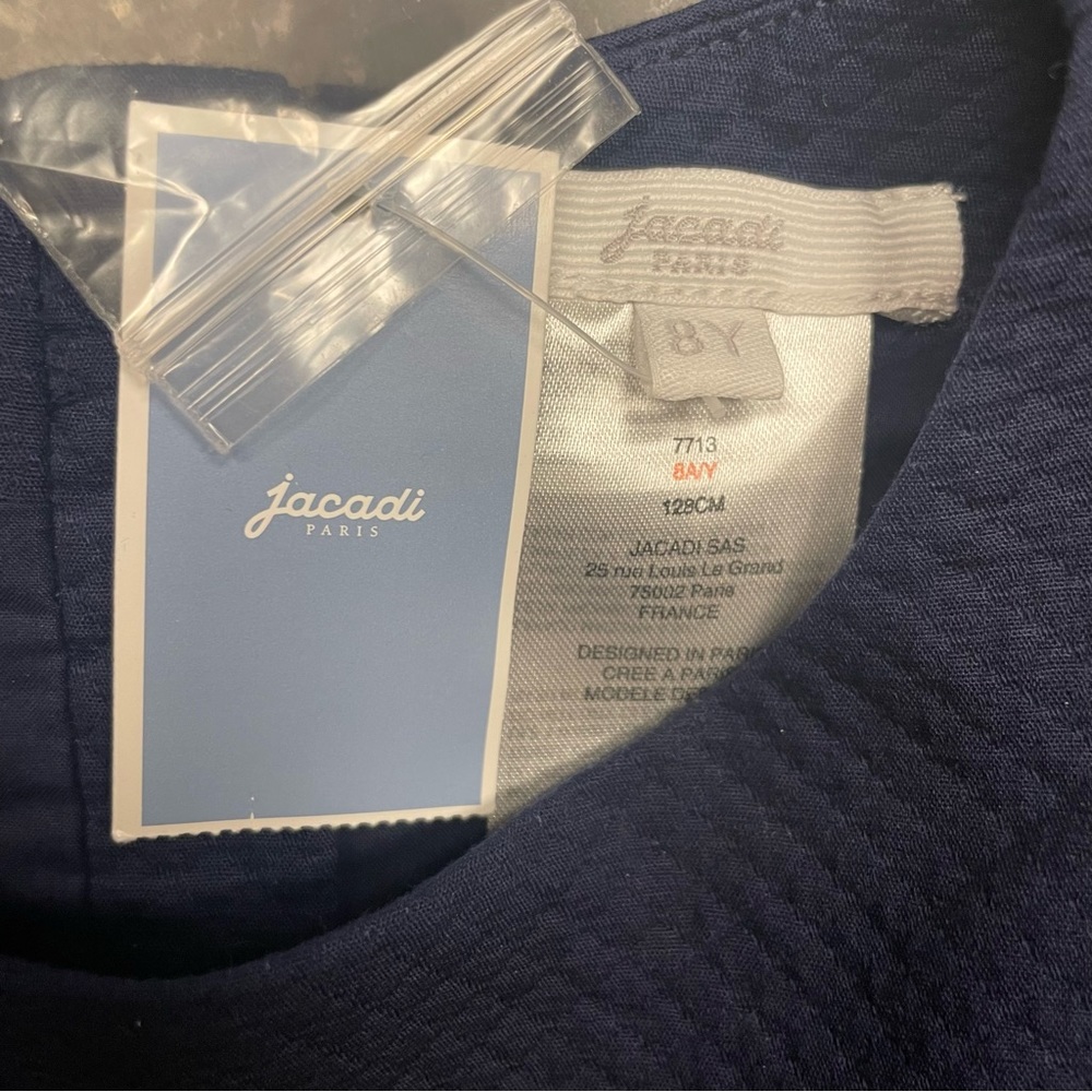 NWT Jacadi Paris Classic & Elegant Pleated Drop Waist Dress Navy Blue - Picture 13 of 14